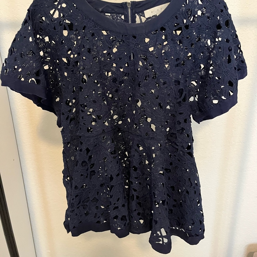 Elegant Navy Lace Women's Top